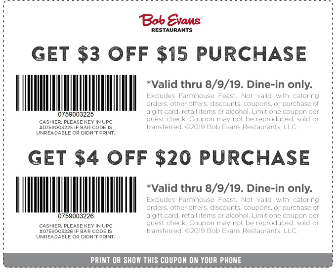 Bob Evans Coupons And Discounts